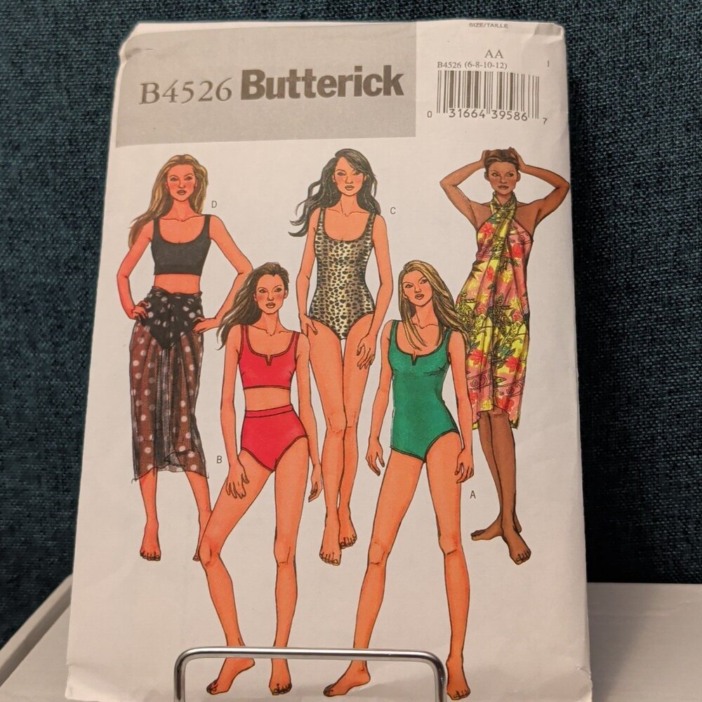 Butterick B4526 Swimsuit Pattern One & Two Piece Bikini Pareo | Sizes 6-12 UNCUT